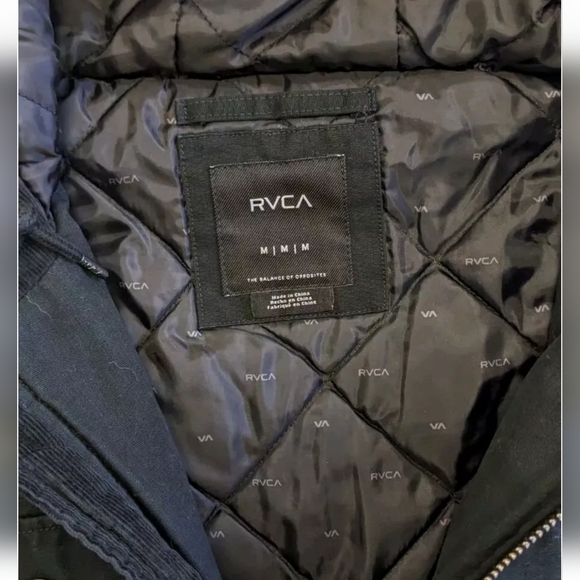 RVCA Hooded Bomber Jacket, Black, Mens Medium - Picture 3 of 4